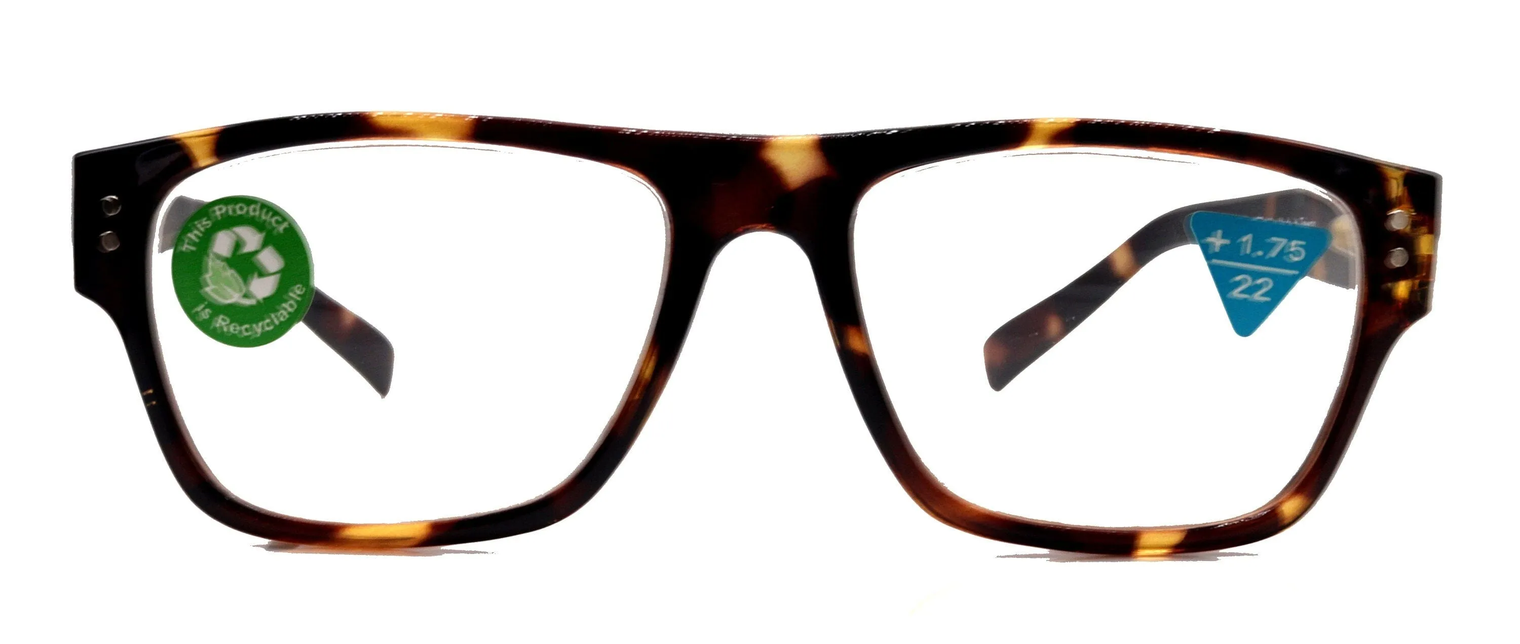 Brooklyn, (Premium) Reading Glasses, High End Readers  1.25... 3 Magnifying Eyeglasses (Brown Tortoise Shell) Square Frame. NY Fifth Avenue