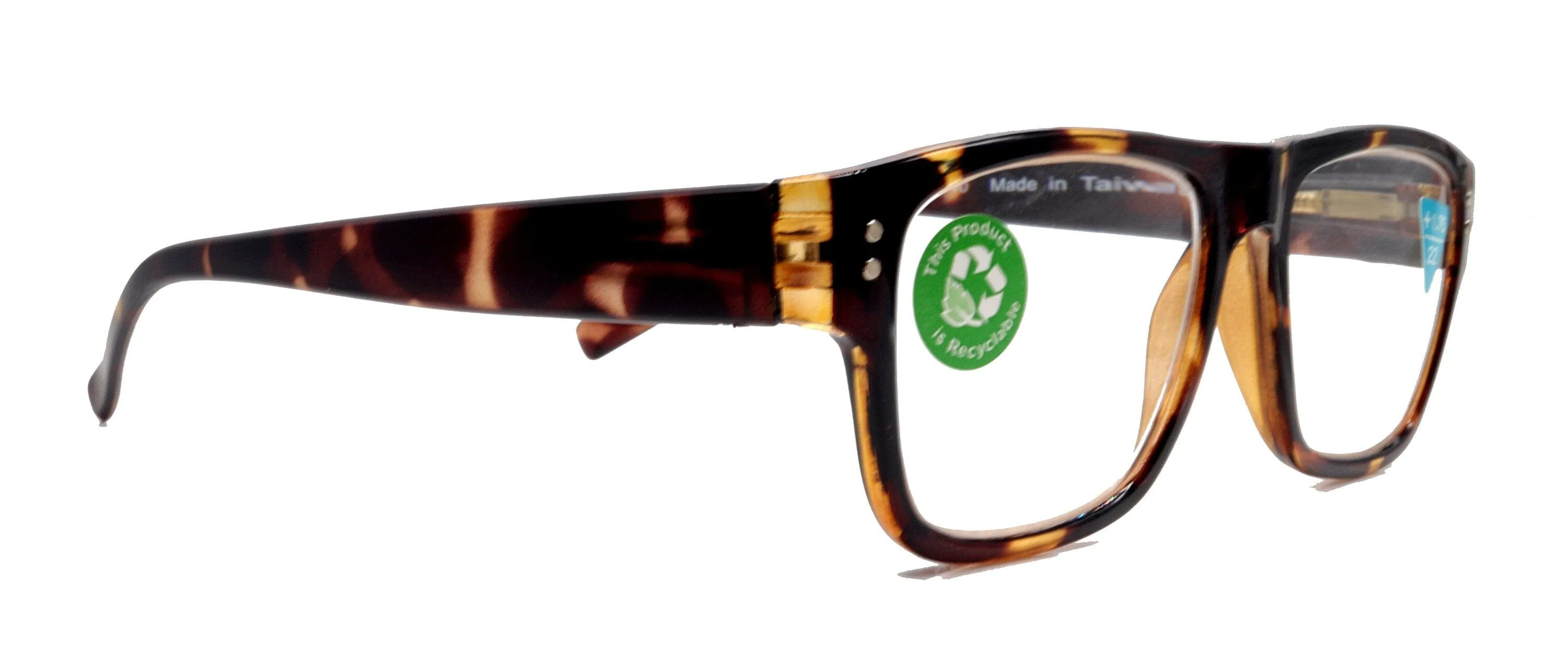 Brooklyn, (Premium) Reading Glasses, High End Readers  1.25... 3 Magnifying Eyeglasses (Brown Tortoise Shell) Square Frame. NY Fifth Avenue