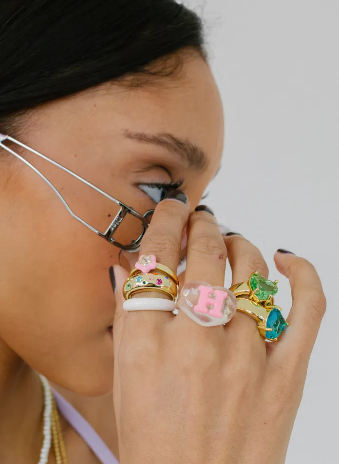 CHOOSE YOUR INITIAL: CLEAR LUCKY RING