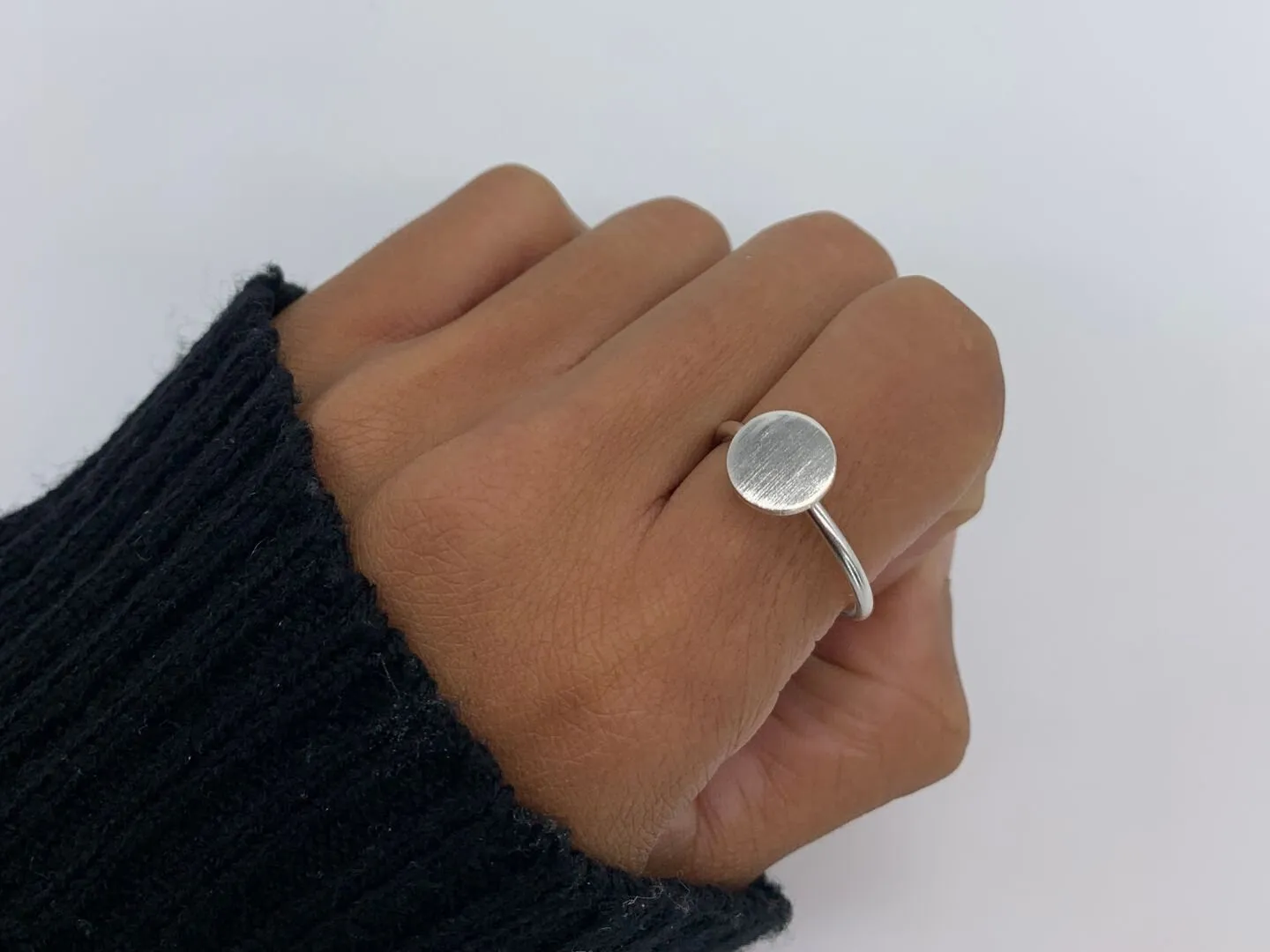 Circle Disc Ring - Geometric Circle Ring - Silver Disc Ring