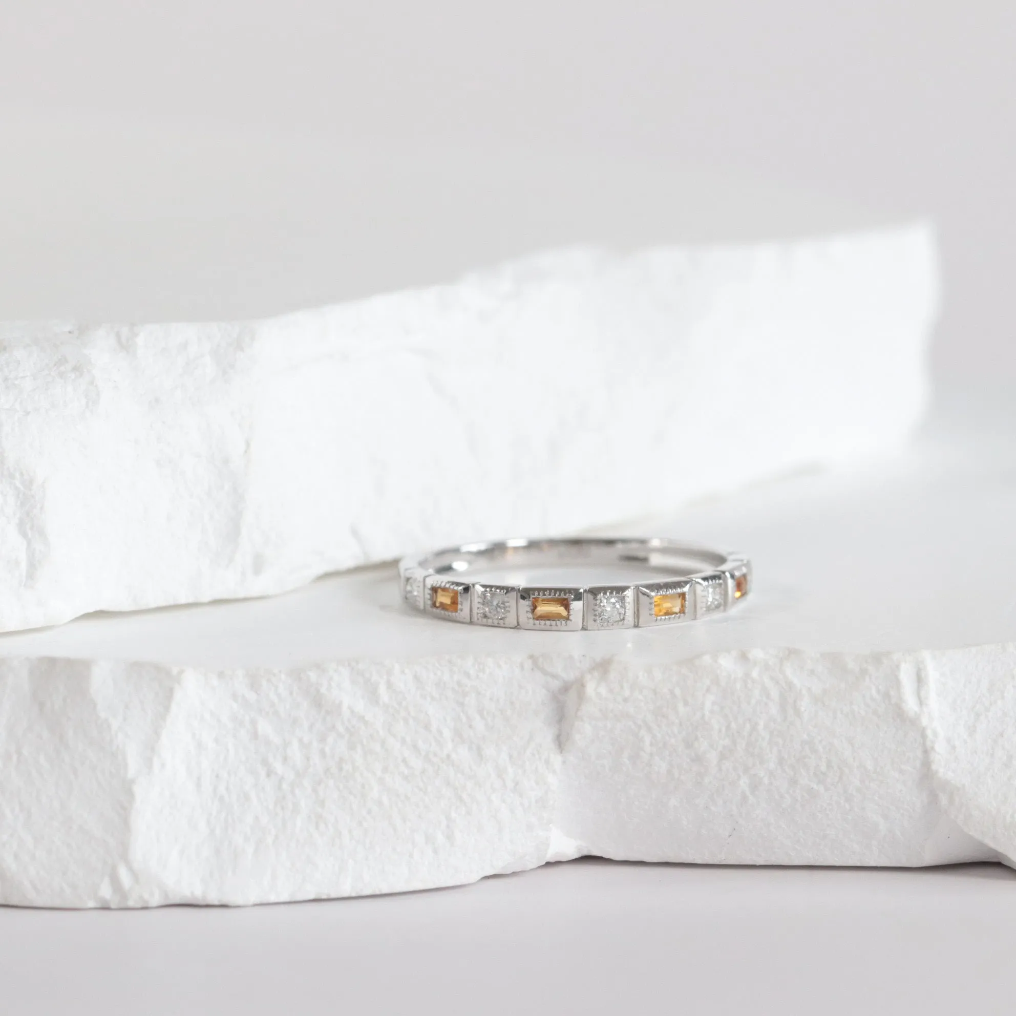 Citrine   Diamond Stackable Band
