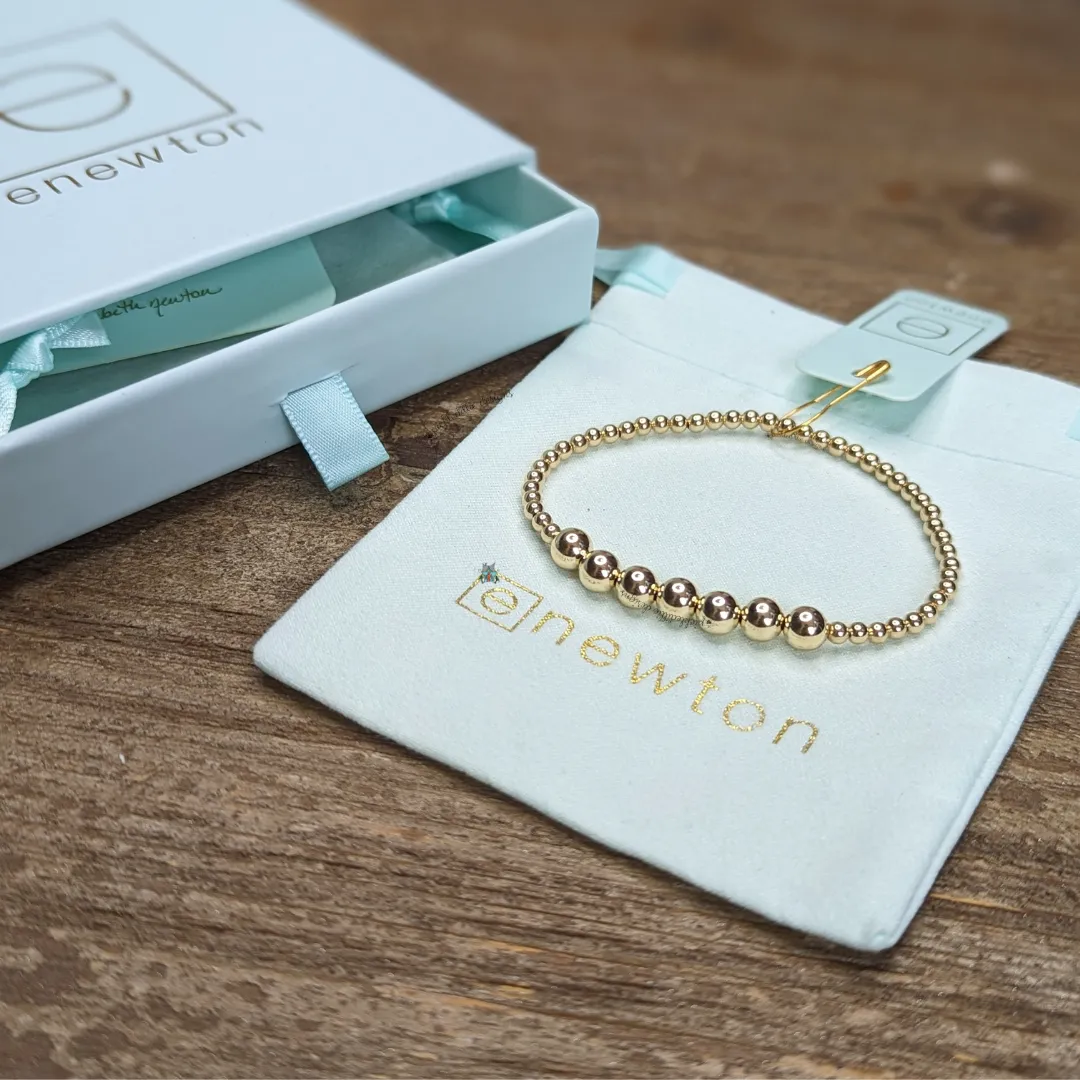Classic Gold Beaded Bliss 3mm Bracelet - 6mm Bead