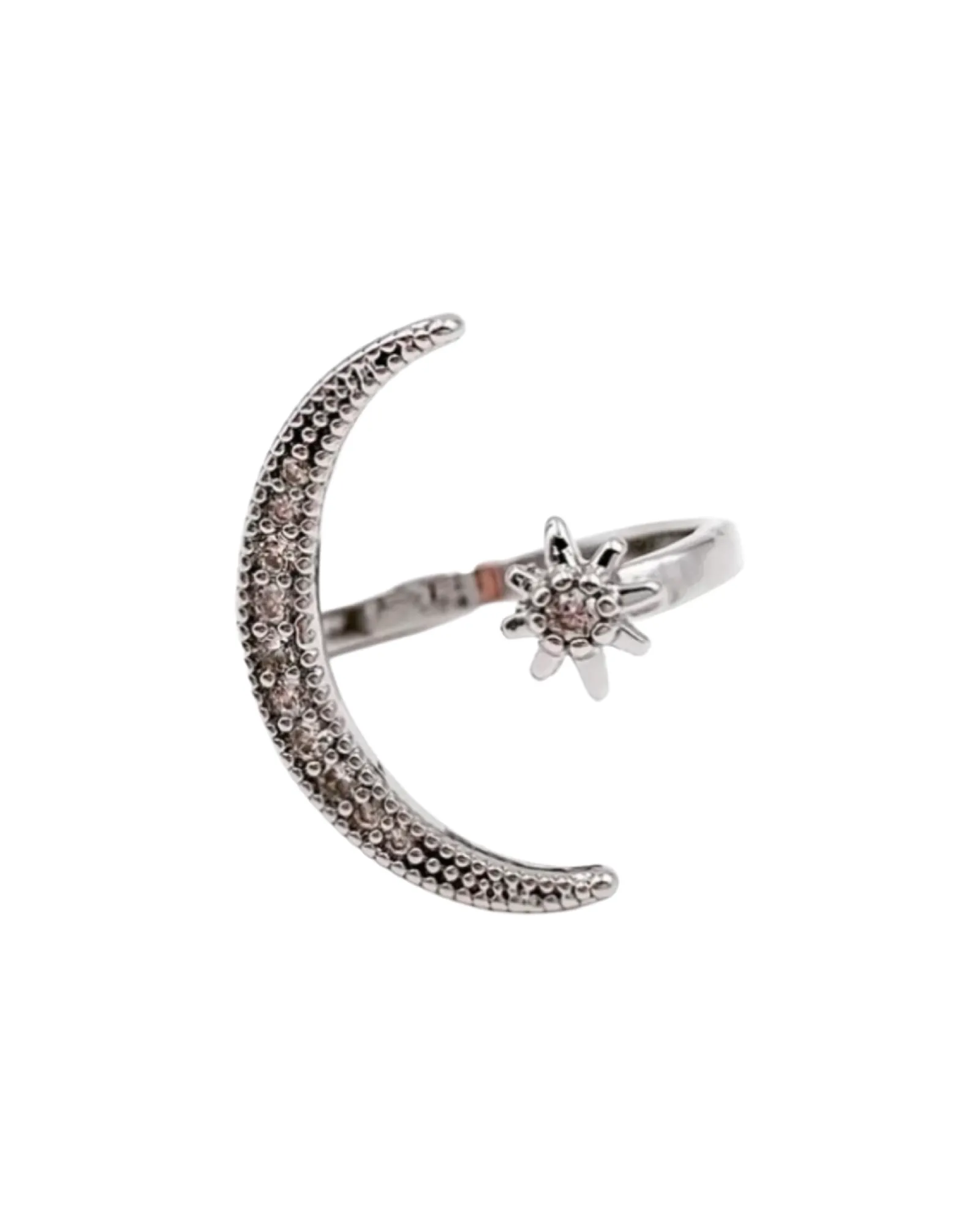 Crystal Crescent Moon Ring