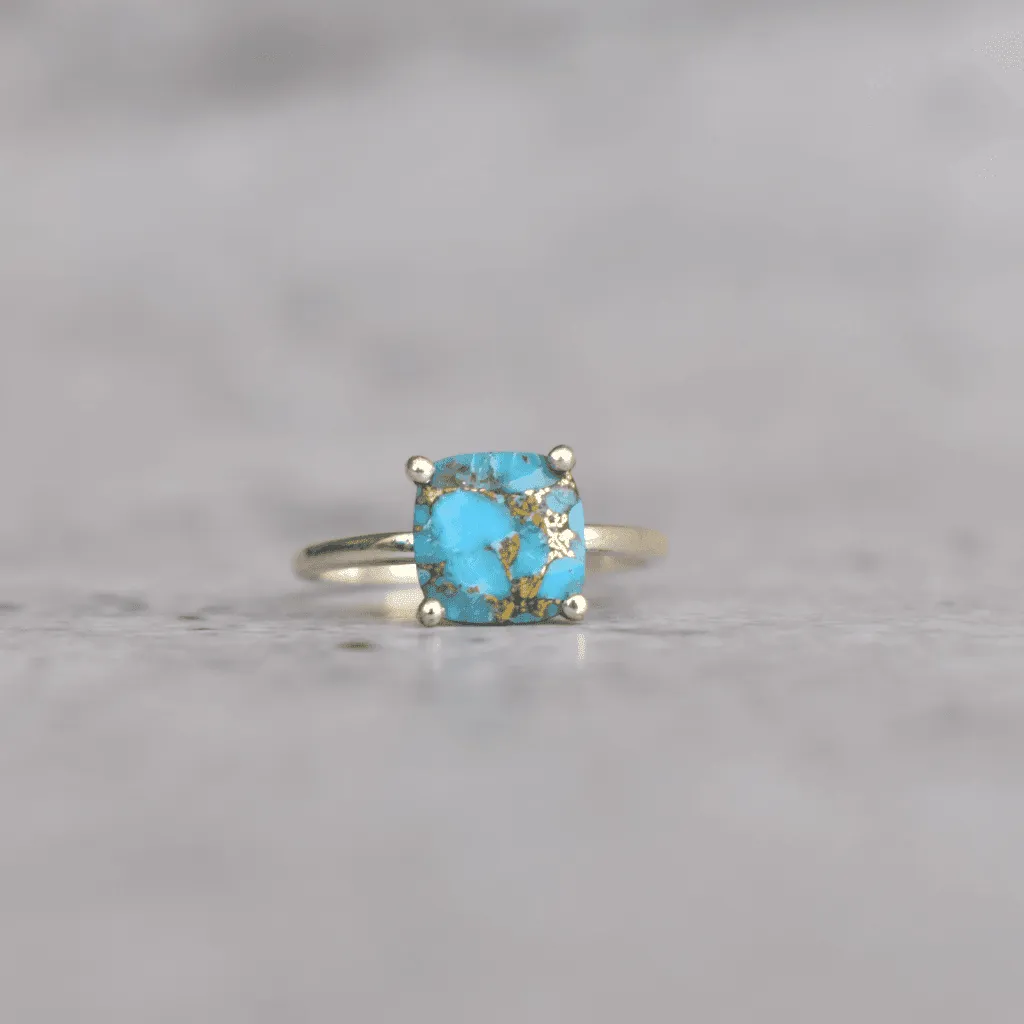 Cushion Beauty - Copper Turquoise Ring