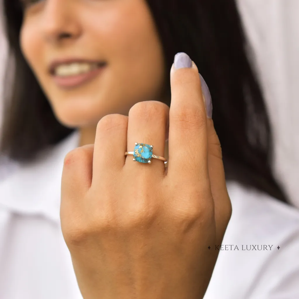 Cushion Beauty - Copper Turquoise Ring