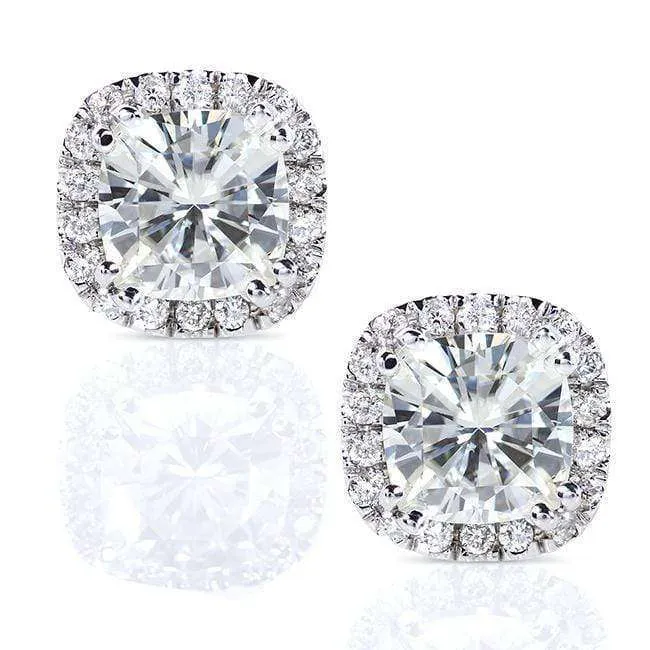 Cushion Halo Stud Earrings