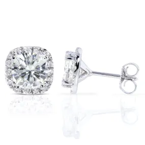 Cushion Halo Stud Earrings