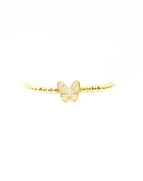 CZ Butterfly Beaded Stretch Bracelet