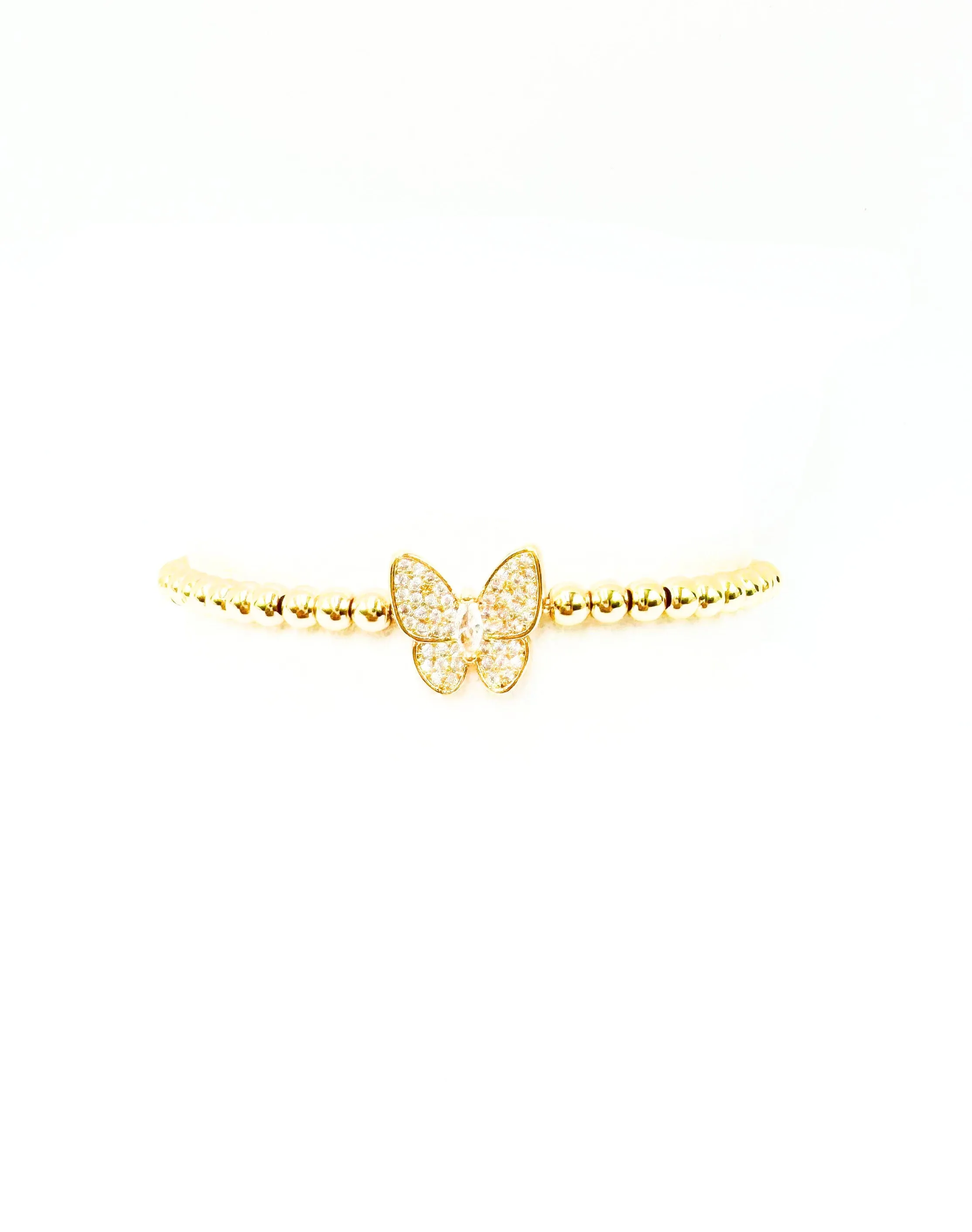 CZ Butterfly Beaded Stretch Bracelet