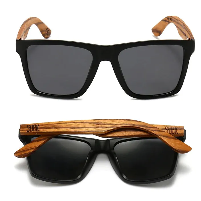 Dalton Sunglasses l Black Lens l Walnut Arms