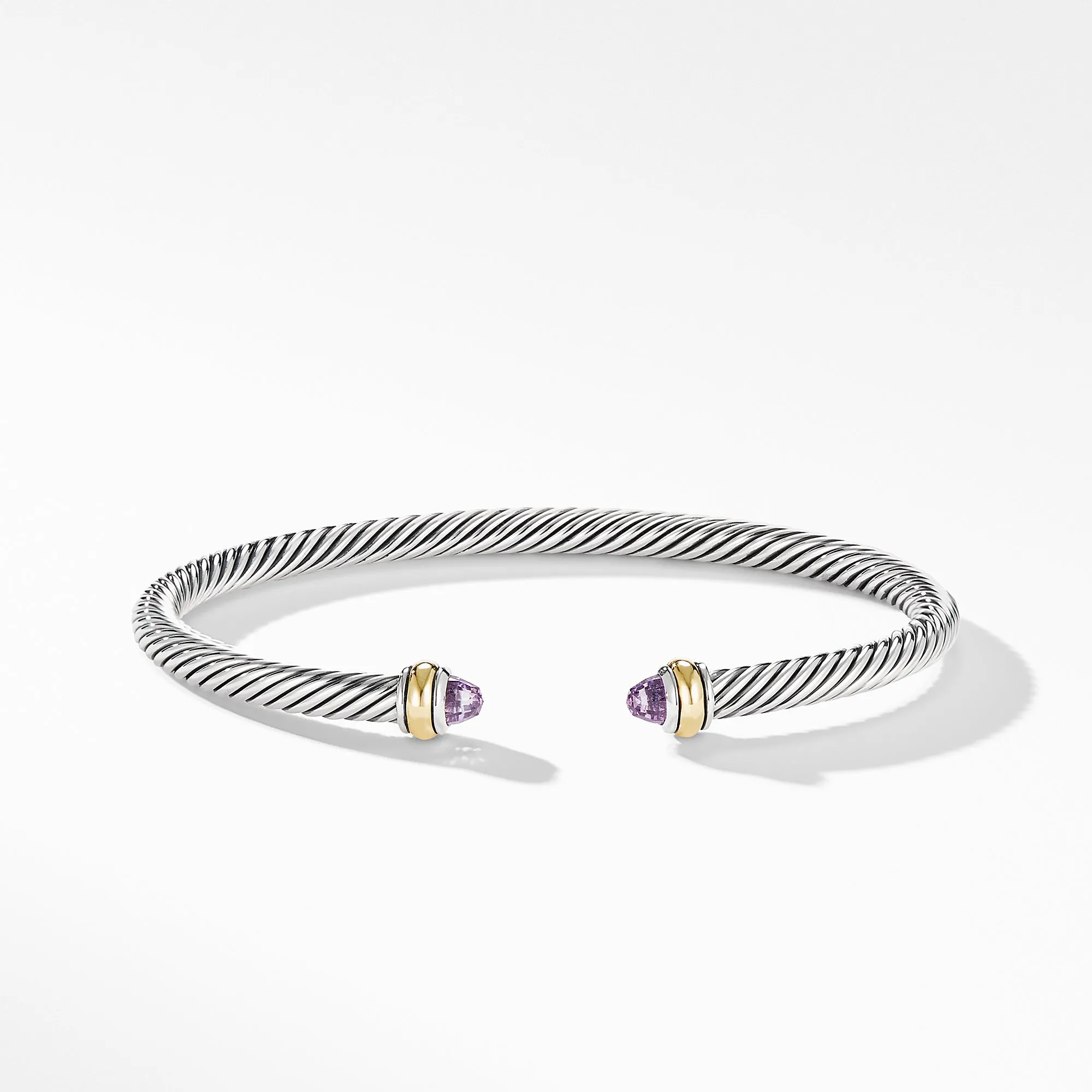 David Yurman 4MM Cable Classic Bracelet with Amethyst and 18K Yellow Gold