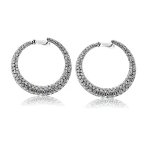 Diamond Circle Front Facing Hoop Style Earrings