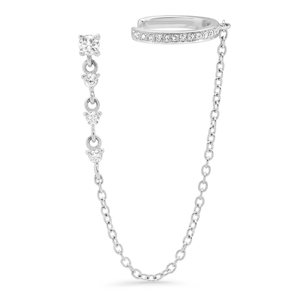 Diamond Ear Cuff and Chain Stud Earring