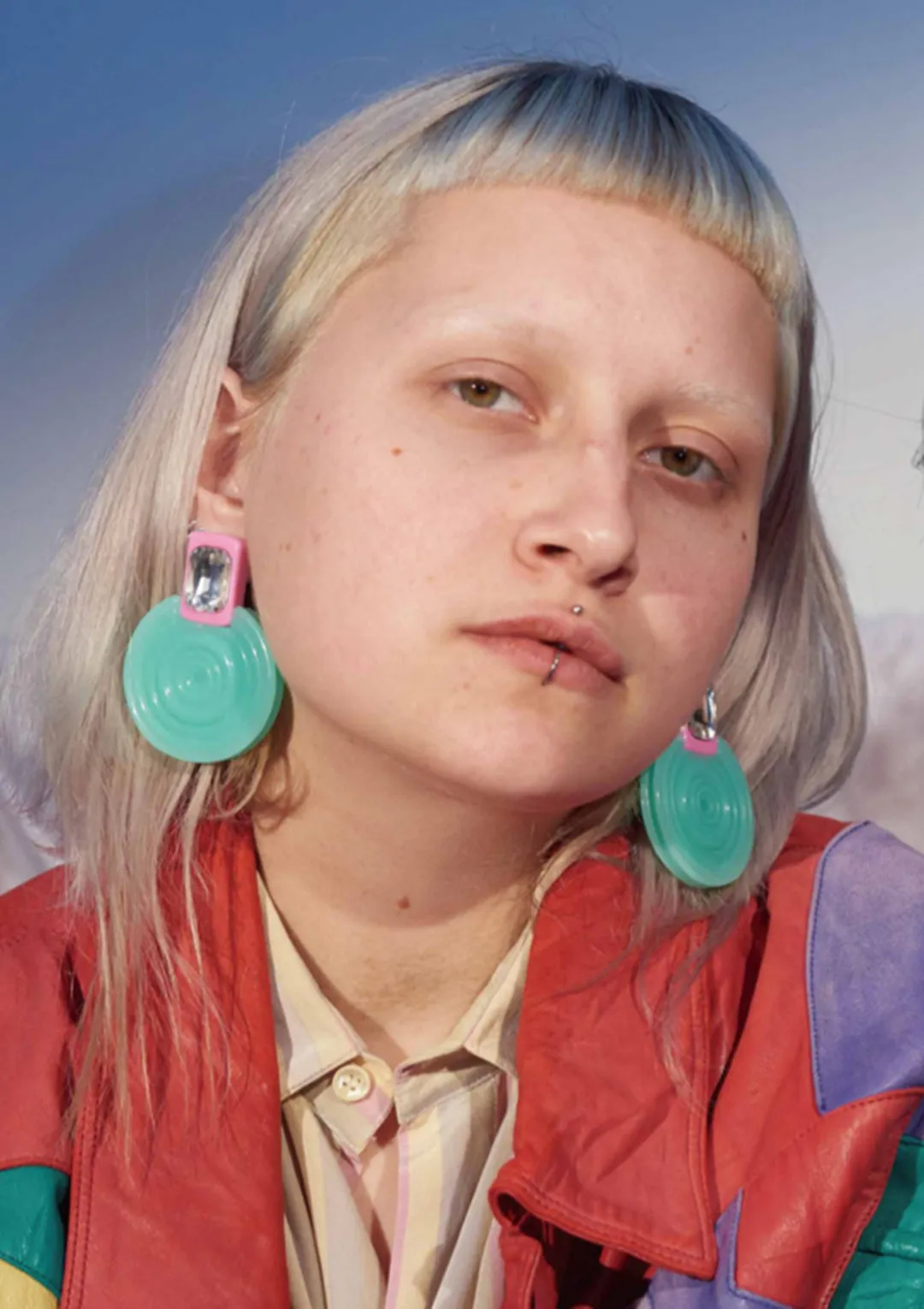 Diamond Green Frisbee Earrings
