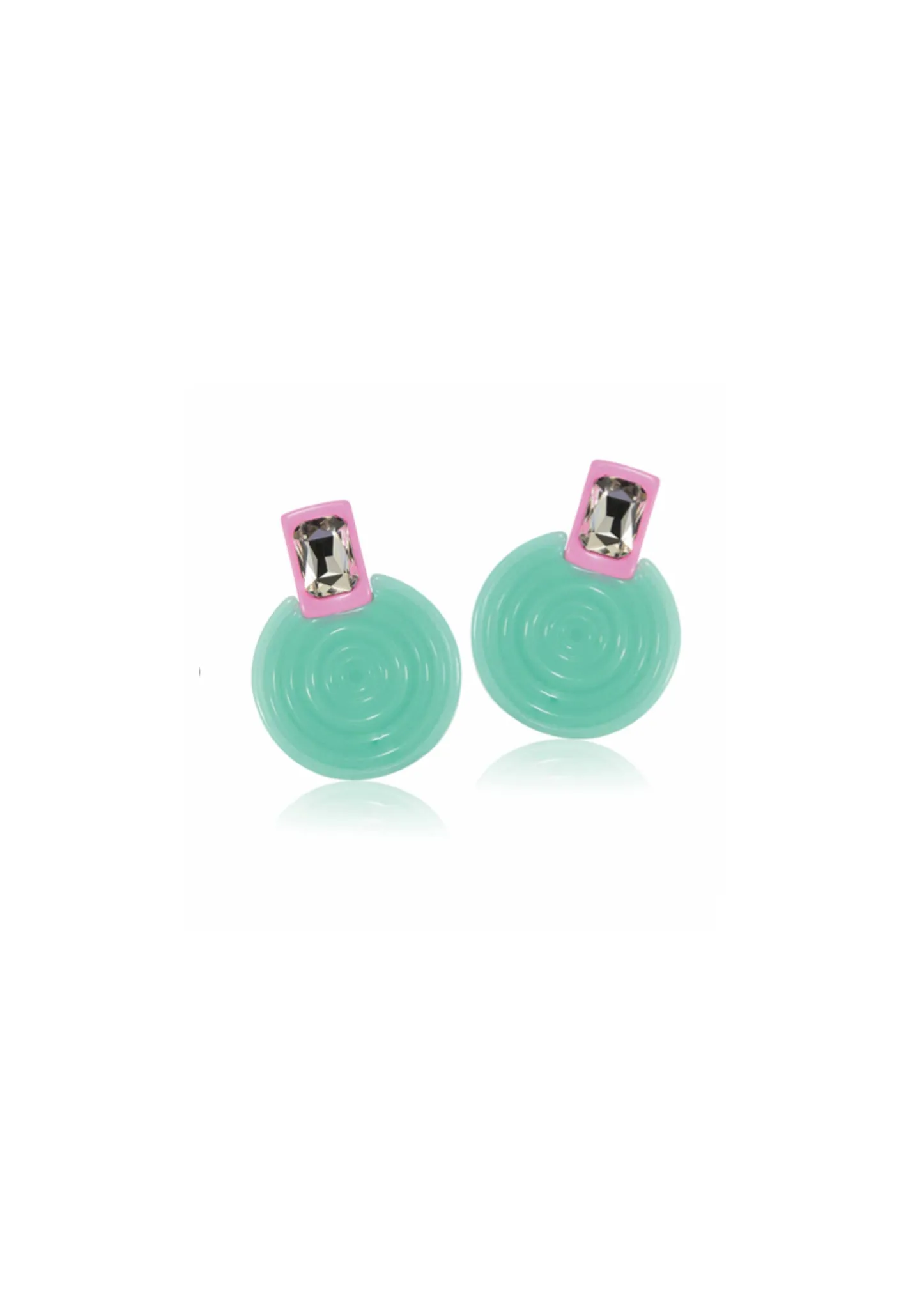 Diamond Green Frisbee Earrings