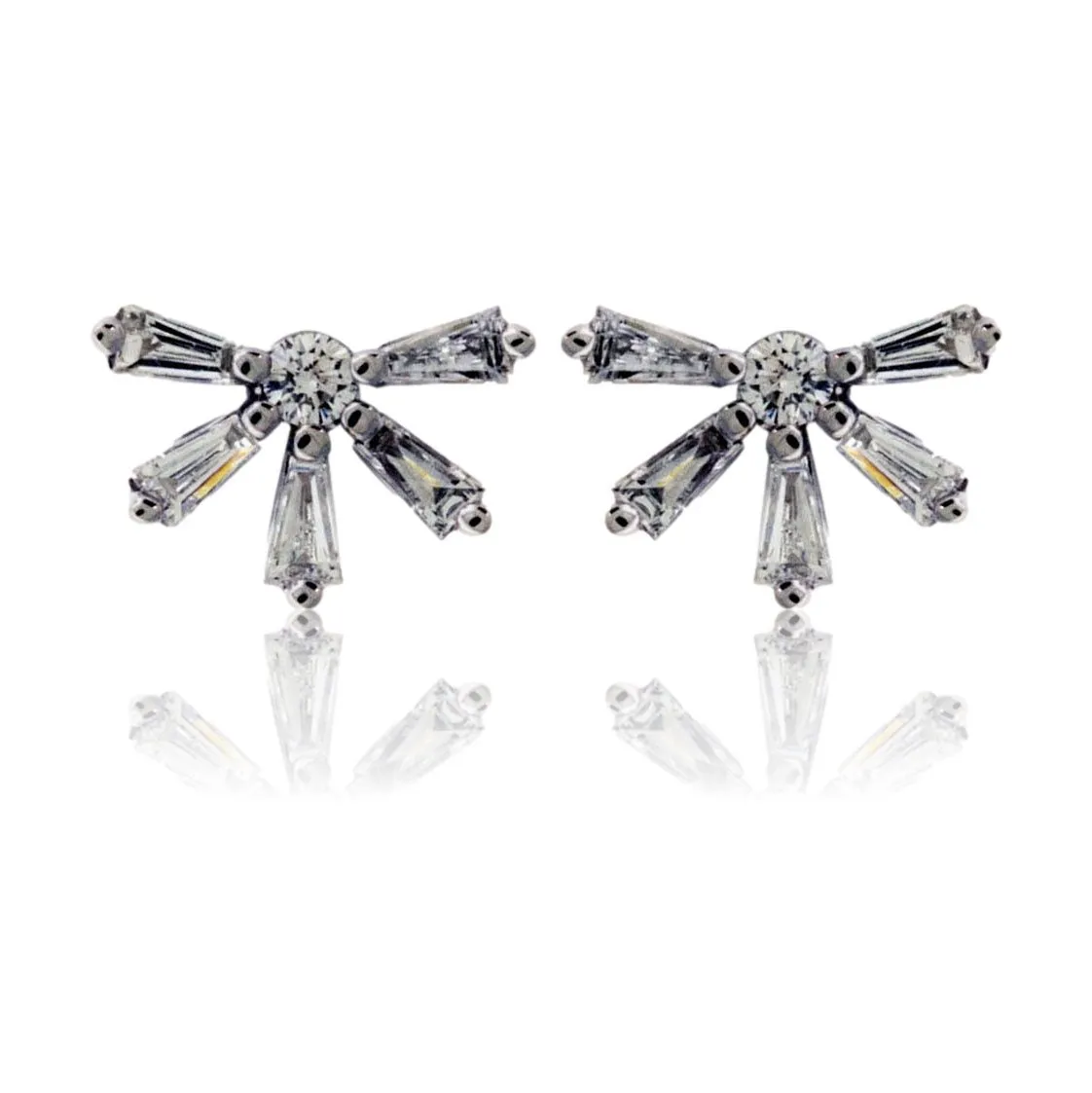 Diamond Half Sun Dainty Stud Earrings