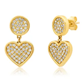 Diamond Heart Drop Earrings