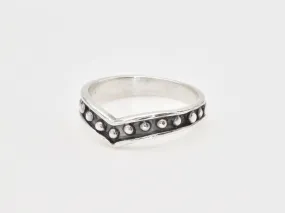 Dotted Chevron Ring - Wishbone Ring - V Shape Dotted Ring