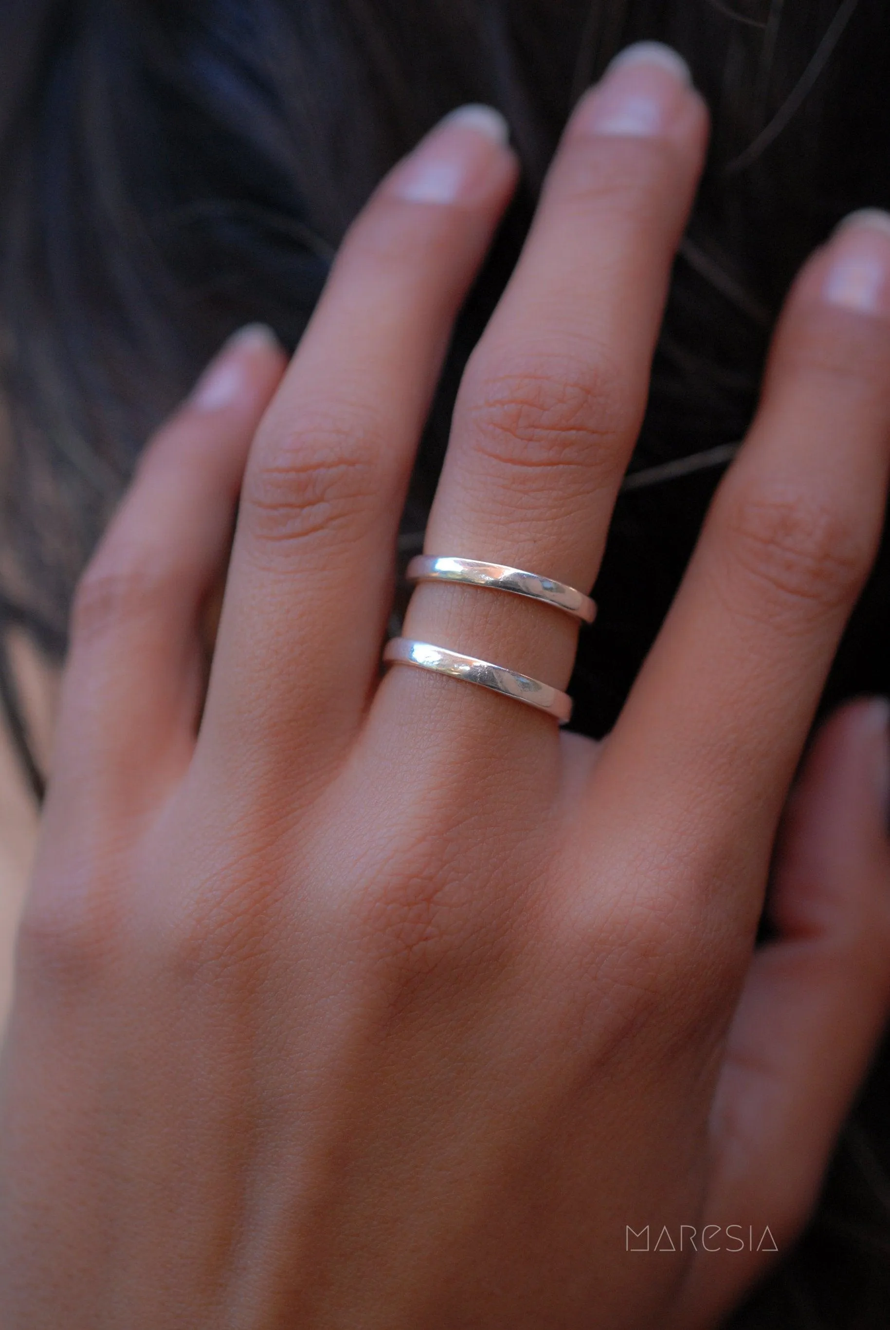 Double Thin Band Ring ~ Sterling Silver 925 ~ MR146