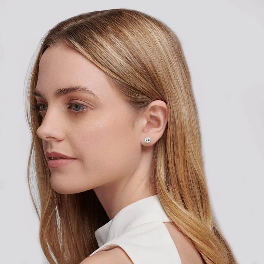 DOVE - Round Lab Diamond 950 Platinum Stud Earrings