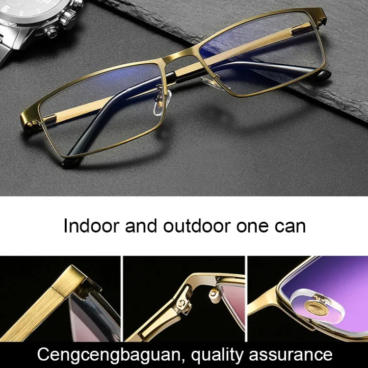 Dual-purpose Photochromic Presbyopic Glasses,  2.50D(Gold)