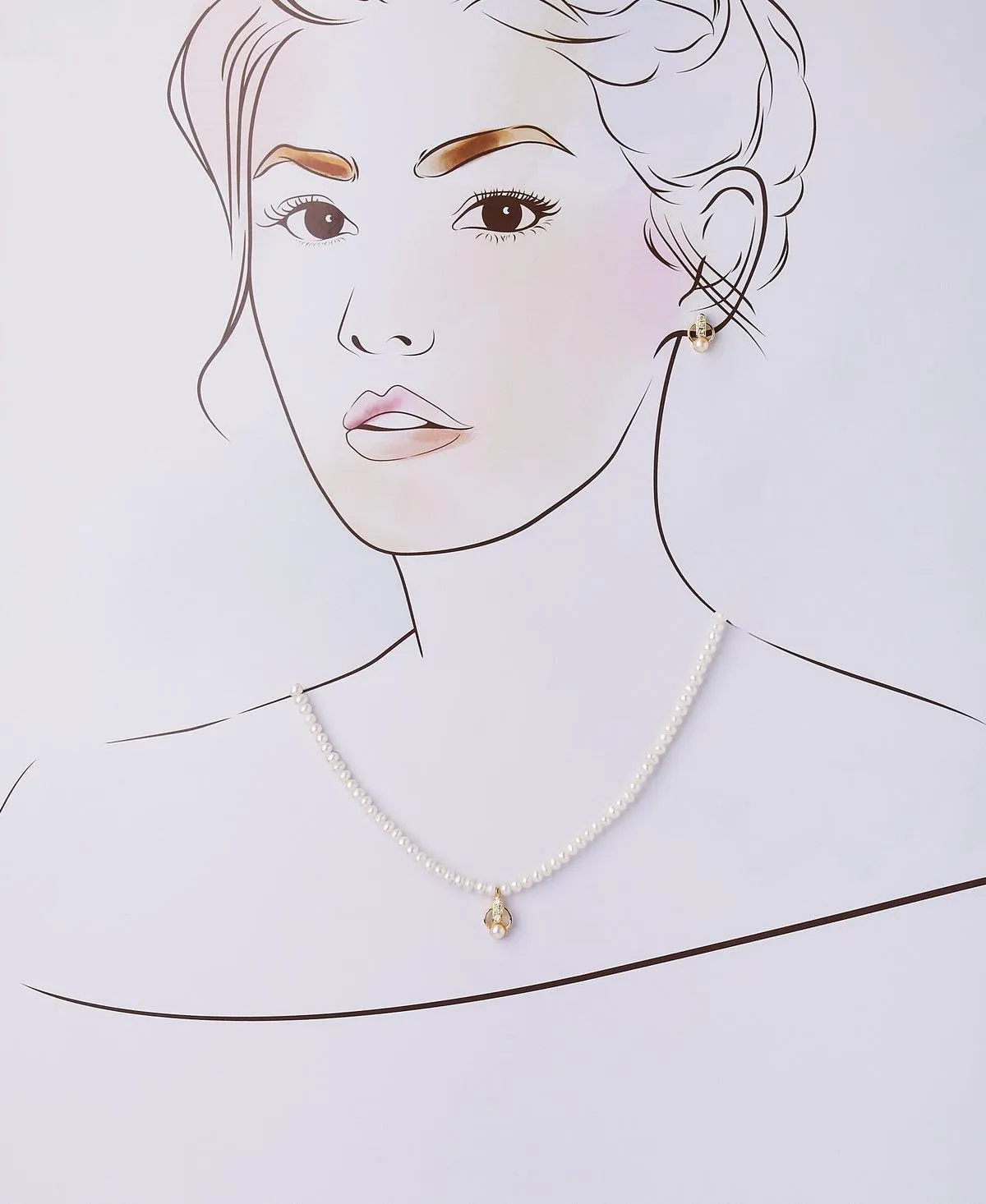 Elegant Real Pearl Necklace Set