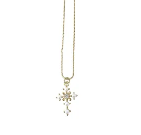Ellie Necklace - Pearl Cross Necklace
