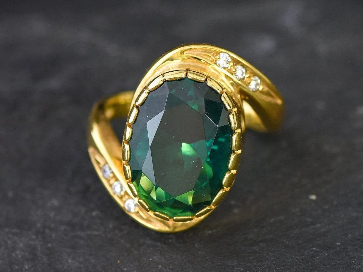 Emerald Statement Ring - Gold Emerald Ring - Green Cocktail Ring