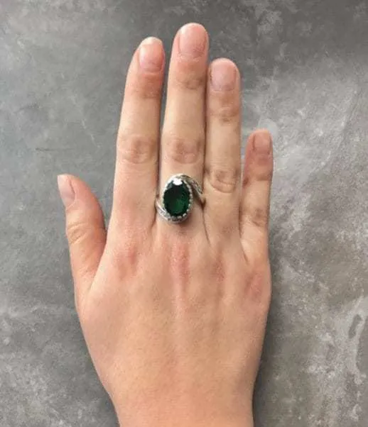 Emerald Statement Ring - Gold Emerald Ring - Green Cocktail Ring