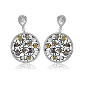 Fancy Color Diamond Circle Dangle Earrings