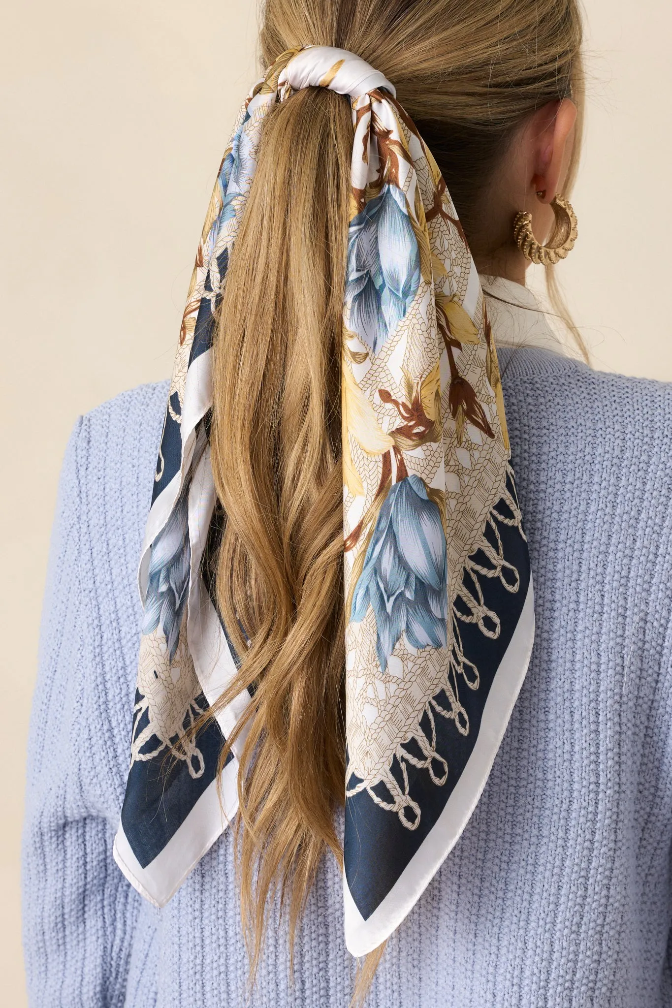 From The Top Navy Floral Print Scarf