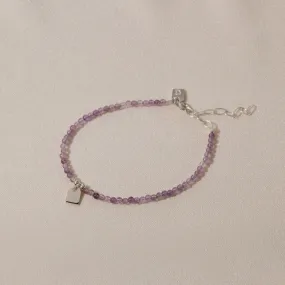 Galore Bracelet Birthstone February Amethyst & Tag | Silver
