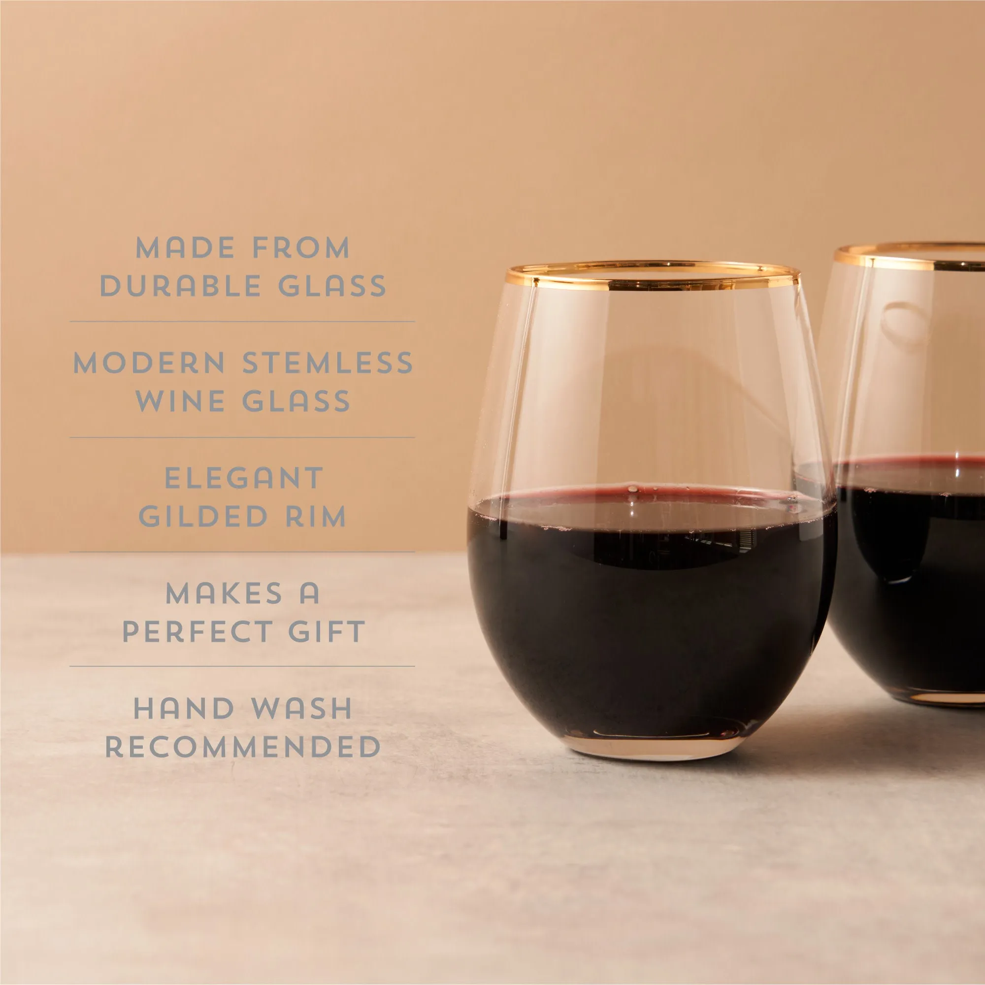 Gilded Stemless Wine Glasses