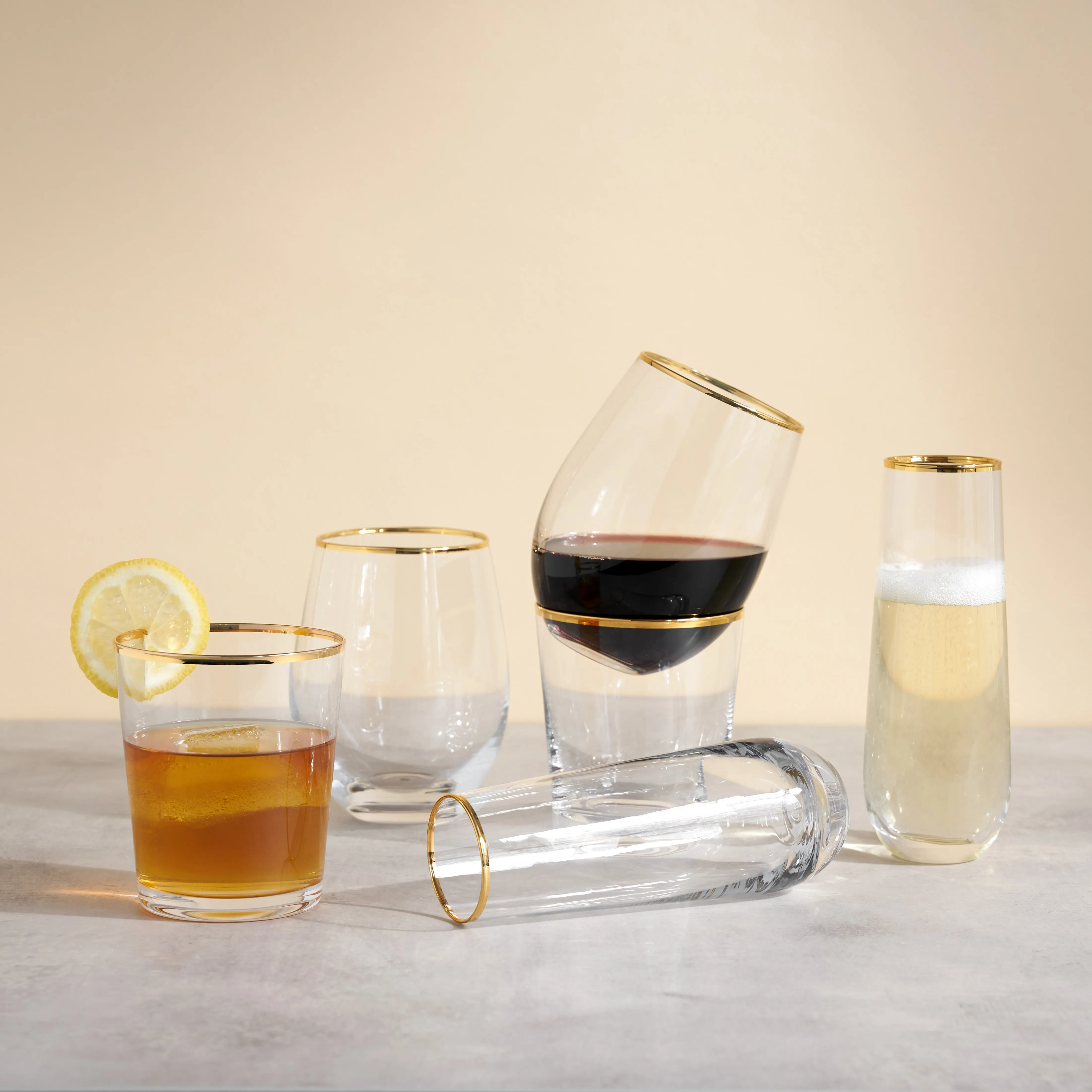 Gilded Stemless Wine Glasses