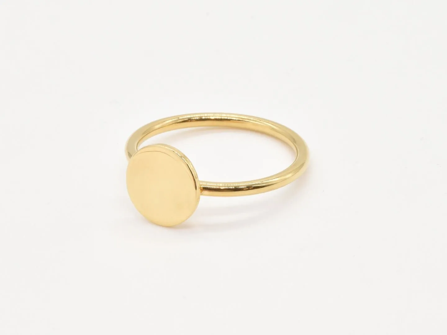 Gold Disc Ring - Plain Round Ring, Gold Circle Ring