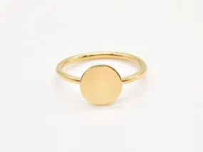 Gold Disc Ring - Plain Round Ring, Gold Circle Ring