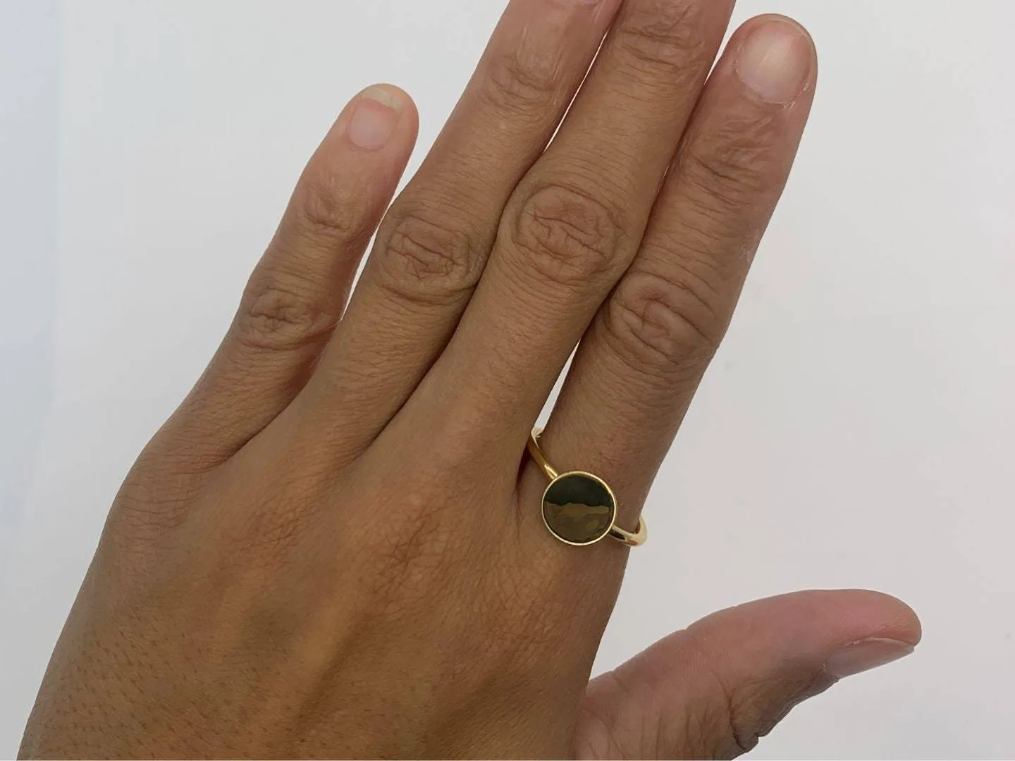 Gold Disc Ring - Plain Round Ring, Gold Circle Ring