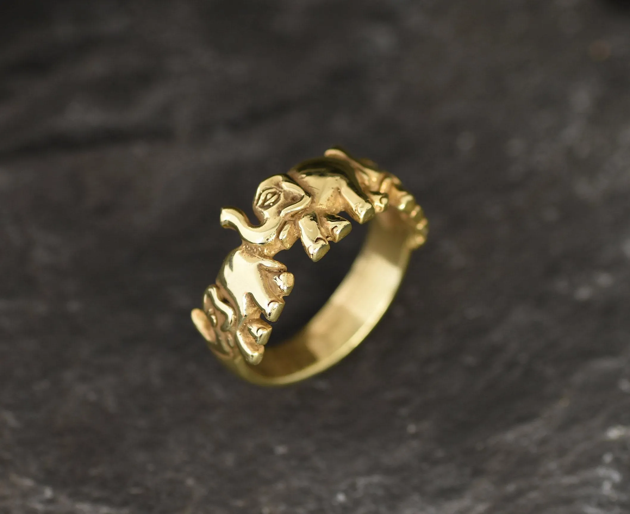 Gold Elephant Ring - Small Elephant Ring - Gold Animal Ring