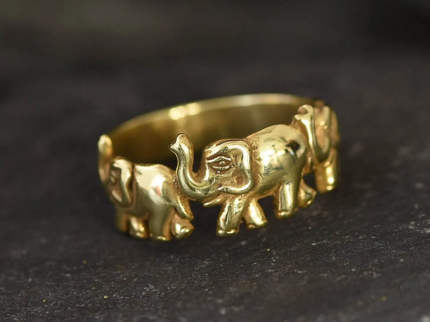 Gold Elephant Ring - Small Elephant Ring - Gold Animal Ring