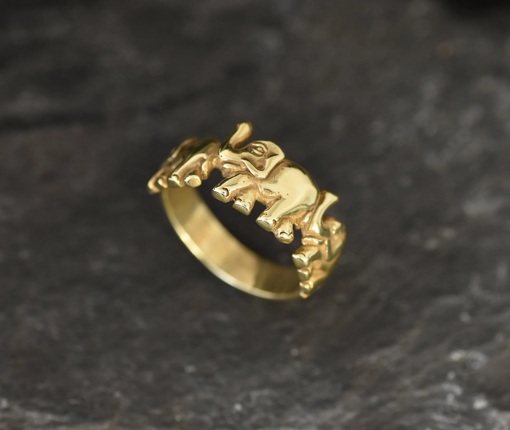 Gold Elephant Ring - Small Elephant Ring - Gold Animal Ring