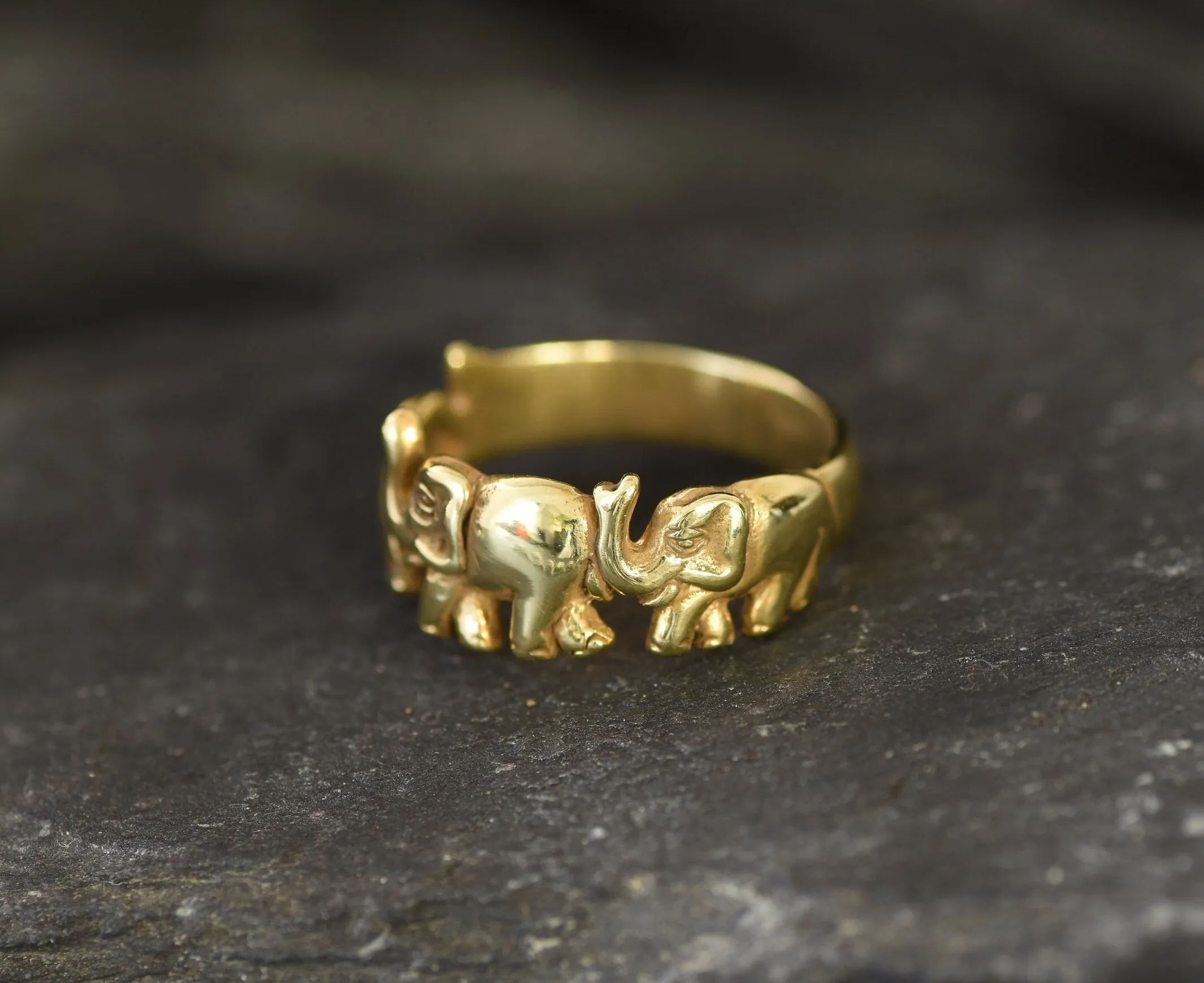 Gold Elephant Ring - Small Elephant Ring - Gold Animal Ring