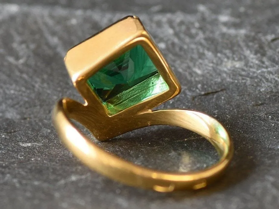 Gold Emerald Ring - Vintage Emerald Ring, May Birthstone Ring