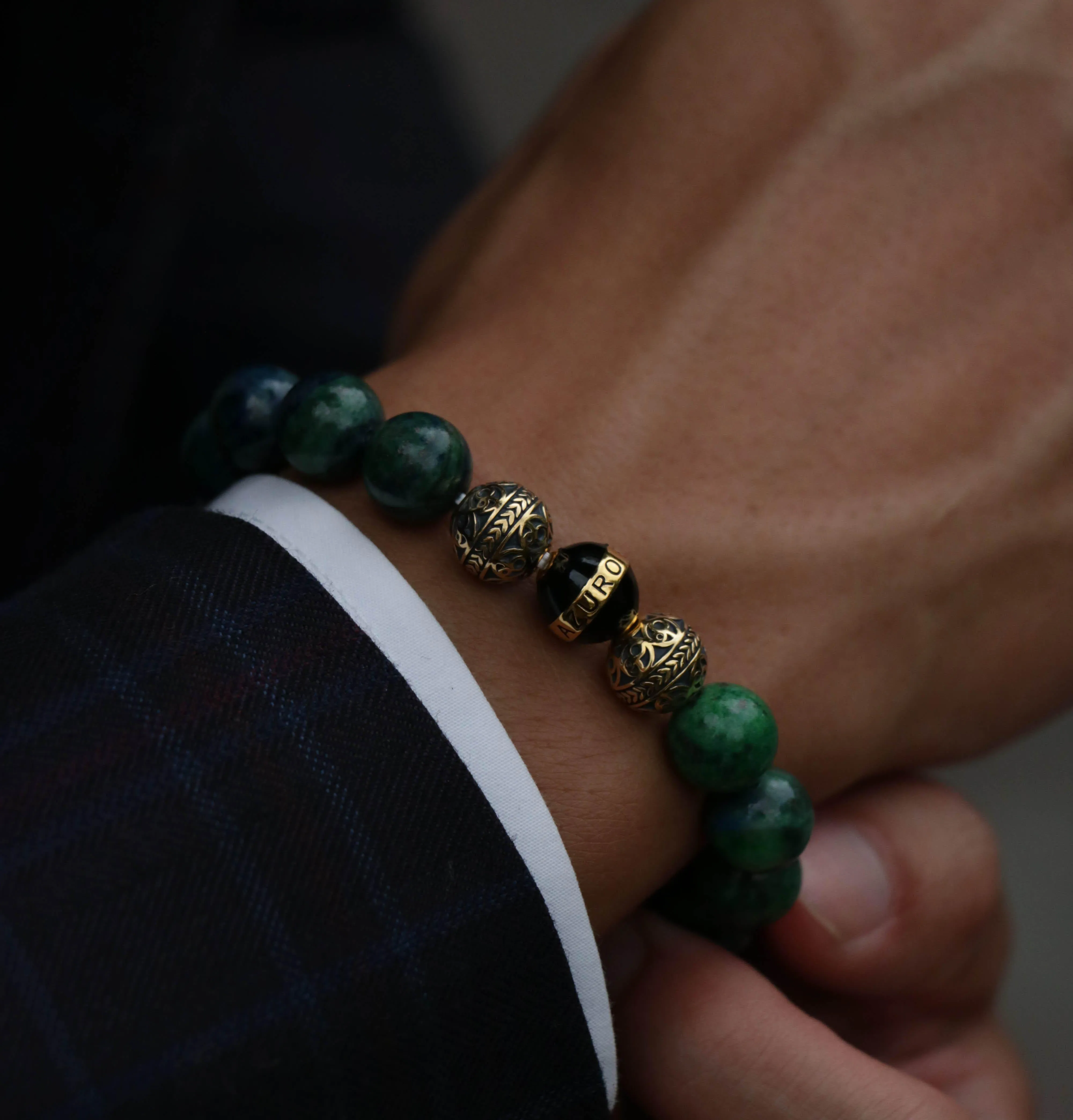 Gold Enamel Black Azurite