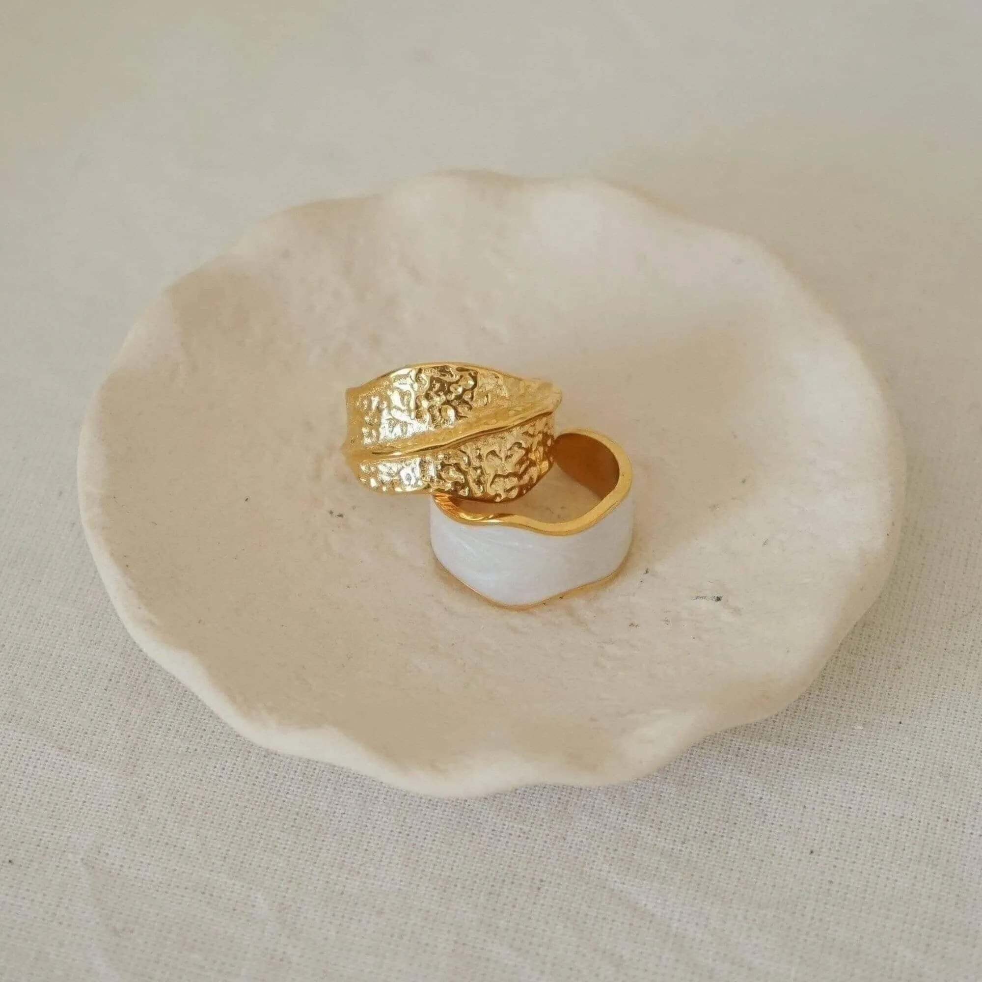 Gold Hammered Asymmetric Ring
