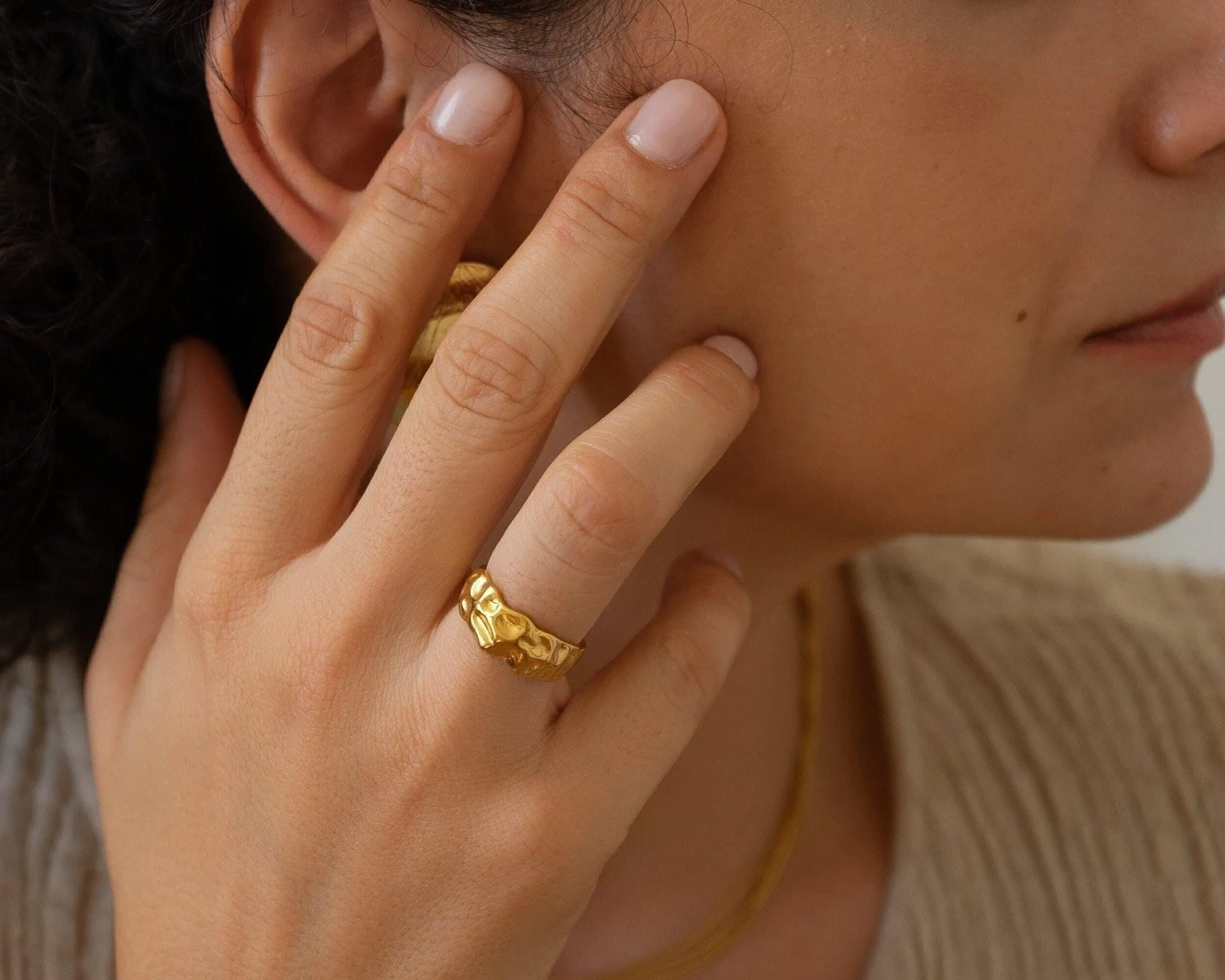 Gold Hammered Ring