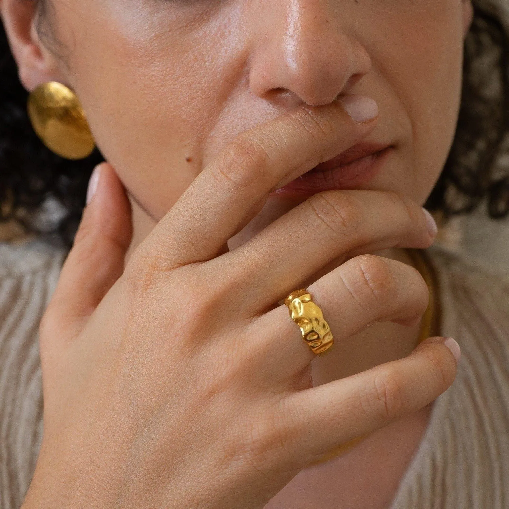 Gold Hammered Ring