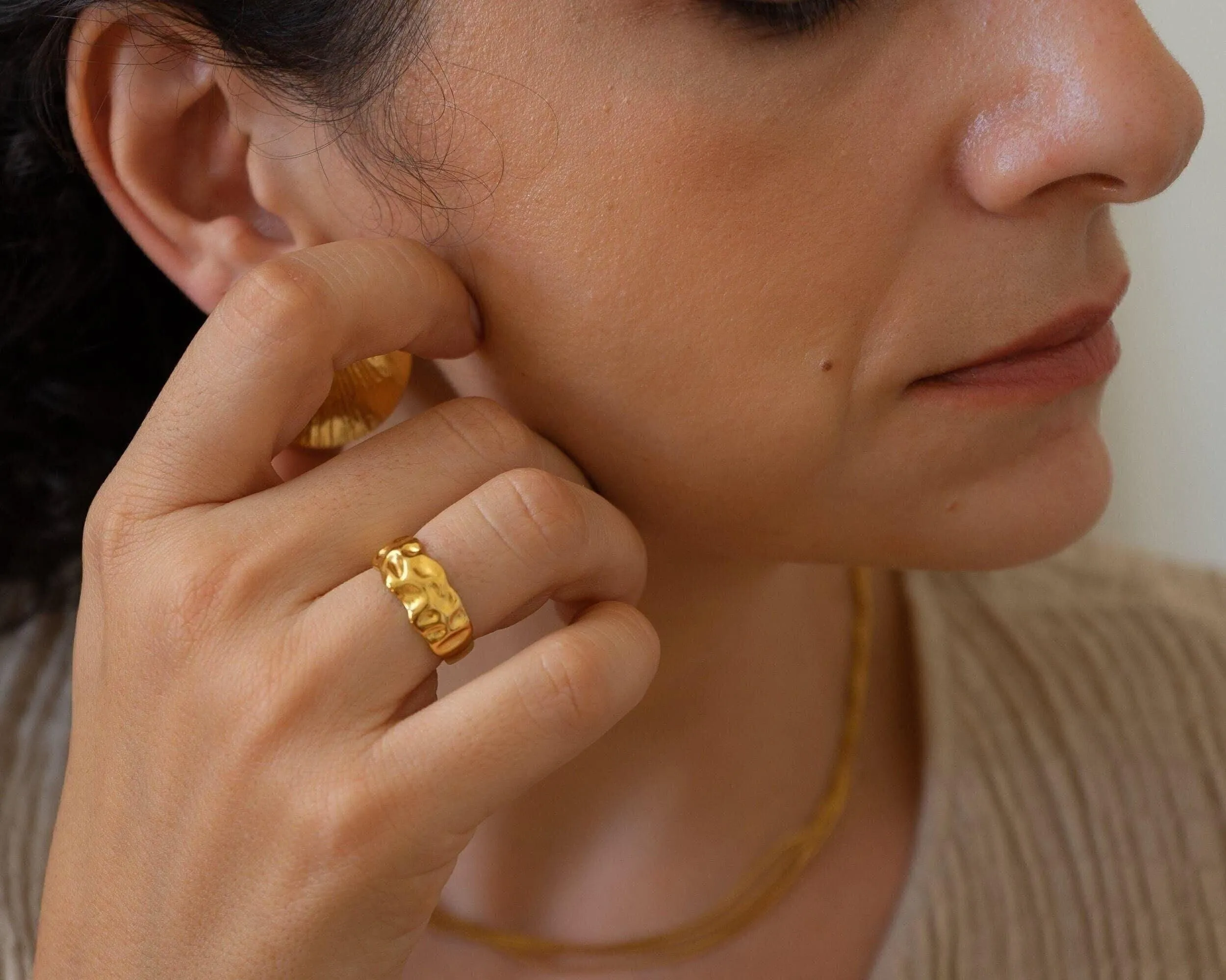 Gold Hammered Ring