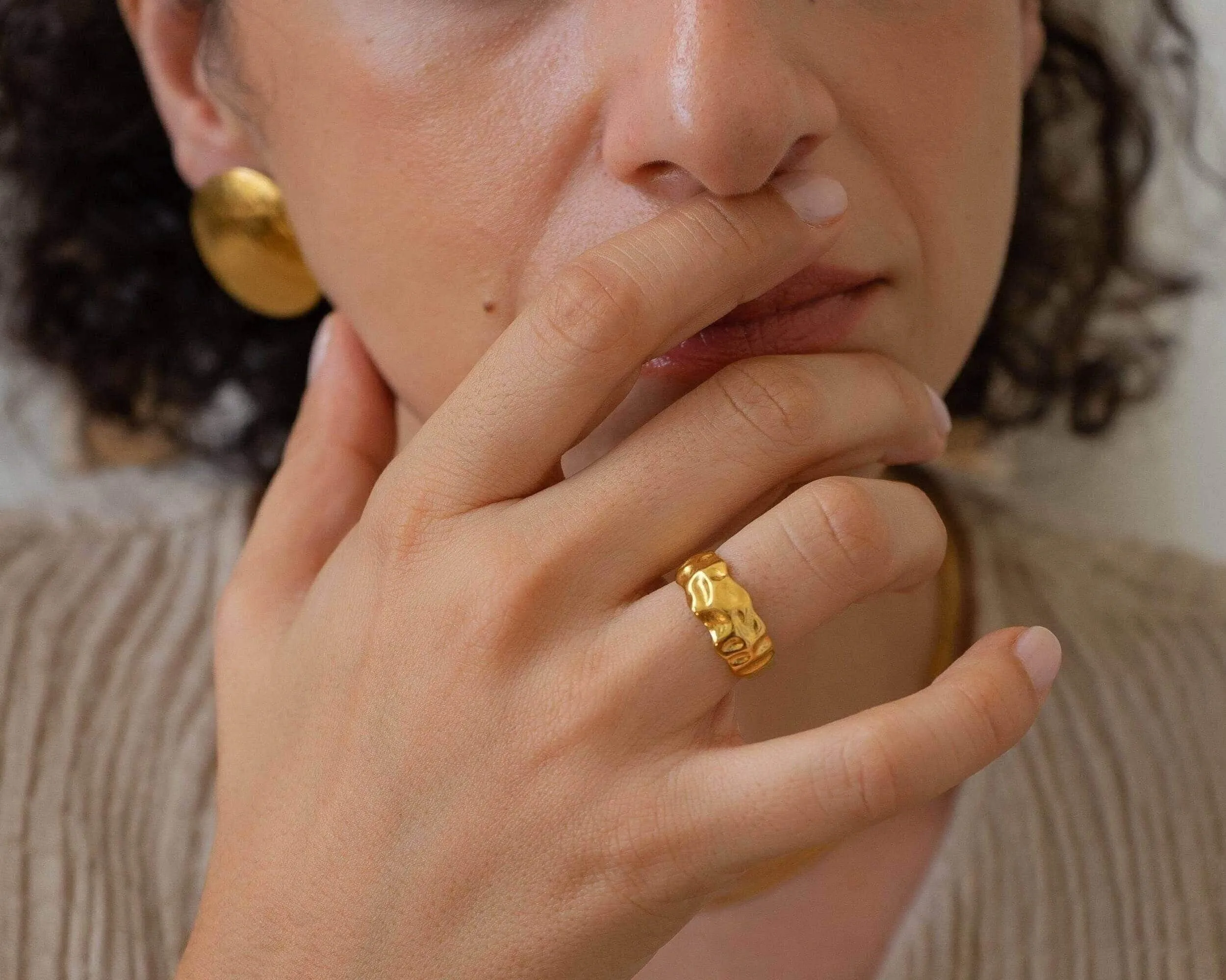 Gold Hammered Ring