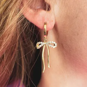 Gold Paved Bow Earrings