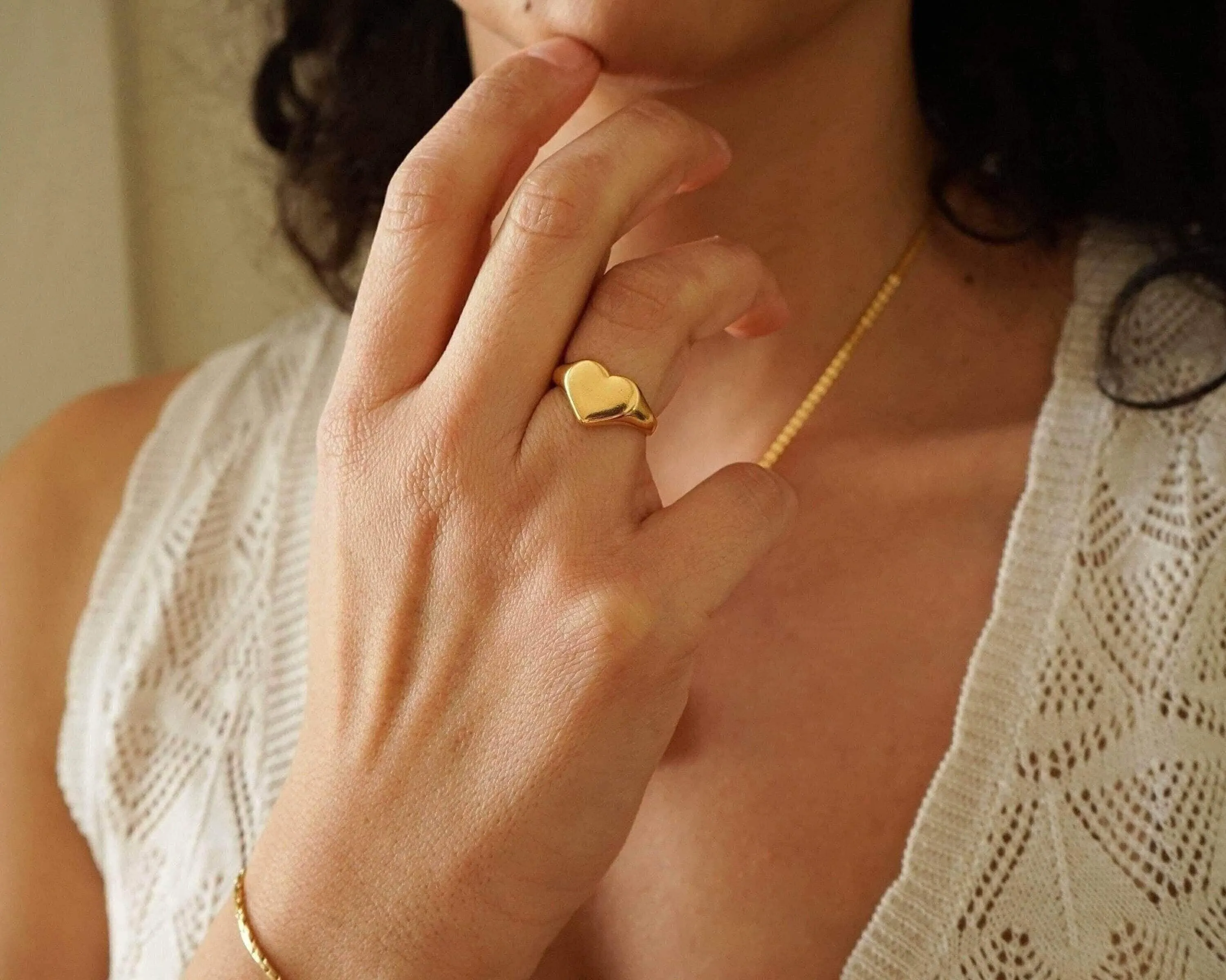 Gold Signet Heart Ring